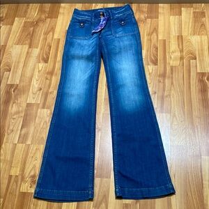 Bershka Blue Flare Wide Leg Jeans Gradient Style